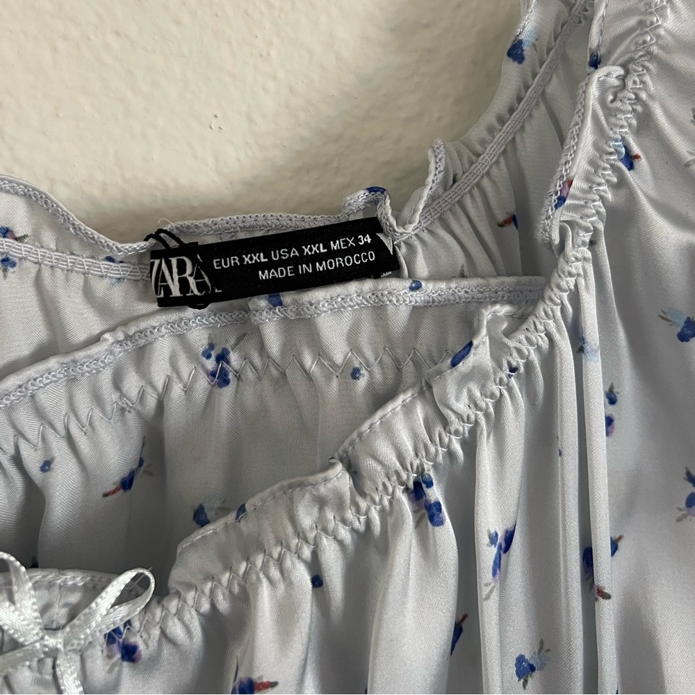 Zara Ruffled Satin Effect Top | Floral Print - Picture 5 of 6